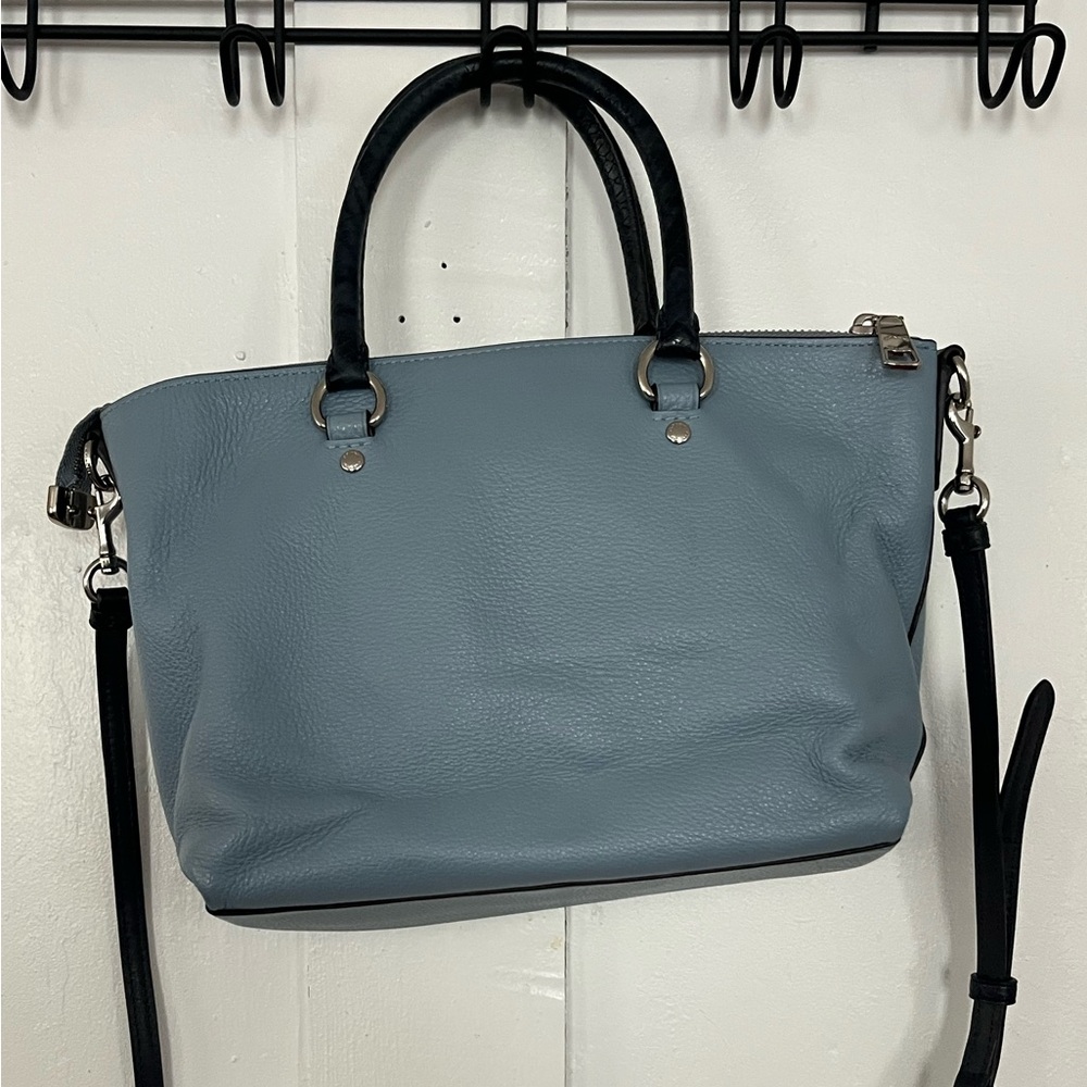 COACH Emma Satchel, Pebble
Leather, Dusty Blue - Picture 2 of 3